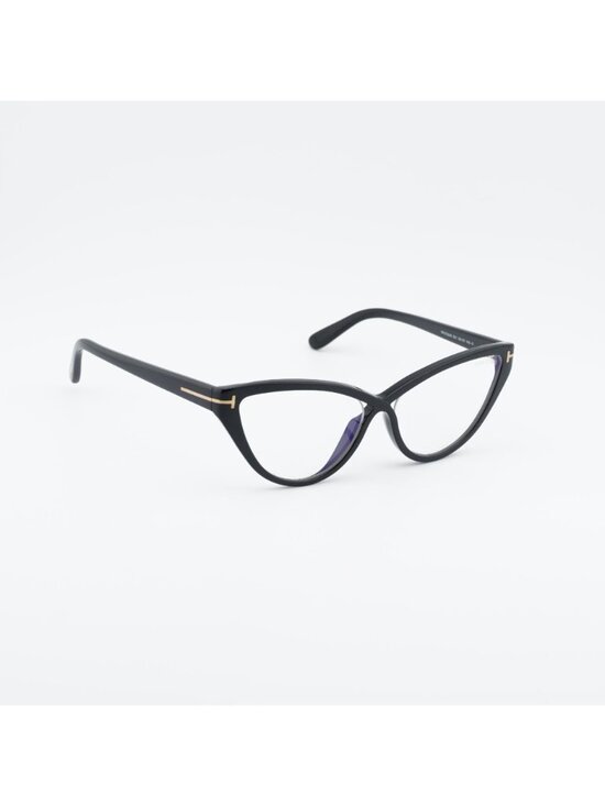 Tom Ford FT5729-B 001 Eyeglasses Black 53mm Cat Eye Frame, Blue Light Block